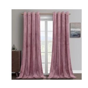 Set of (2) Soft Blush Pink Velvet Curtain Panels